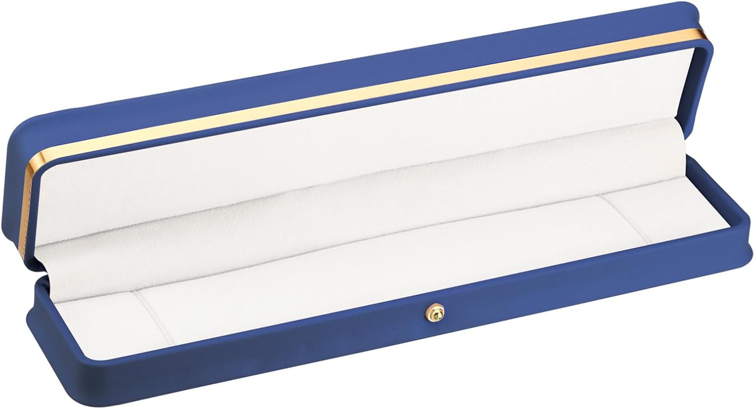 PATIKIL Velvet Necklace Box, Single Slot Long Chain Box Vintage Jewelry Holder for Wedding Engagement Proposal Ceremony Anniversary Style 3, Blue
