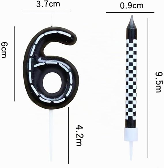 Racing Theme Birthday Candles Children Pack of 7 Candles Racing Car Birthday Candles Numbers Racing Car Cake Topper Racing Car Theme Party for Girls Boys Decorations Accessories (Number 6)