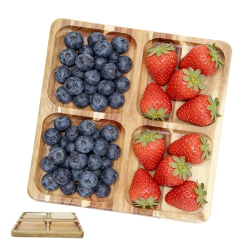 Bandeja de servicio con divisores | Vajilla de madera para fiestas y recepciones | Para servir con divisiones para fiestas, para sushi snacks postres tarta casa camping vacaciones boda reunión