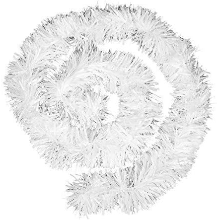 Robelli Thick Luxury Metallic Christmas Tree Tinsel Decoration - 2m (White)