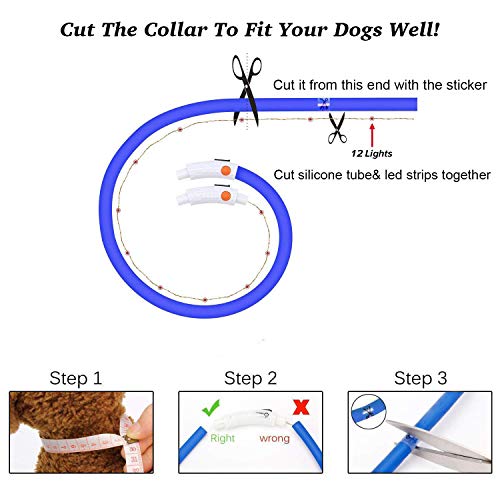 Higo Led Dog Collar, Usb Rechargeable Light Up Collars, Silicone Diy Cuttable Falshing Safety Collar For Your Small Medium Large Dogs (Blue) #TOP2