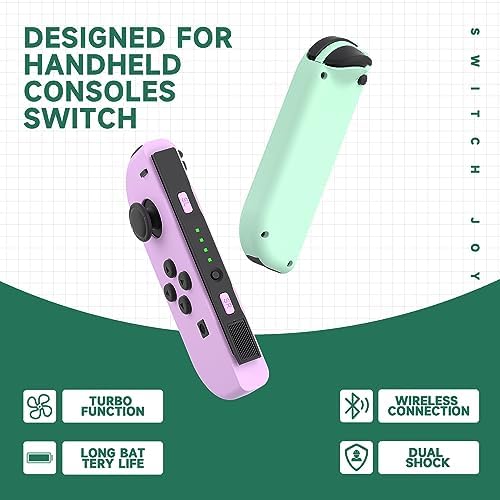 FZPYZO Switch Controller for Nintendo Switch, Replacement Switch Controllers Left and Right Wireless Switch JoyPad Controller Support Vibration/Screenshot/Wake Up. [nintendo_switch] (Purple Green) - 3