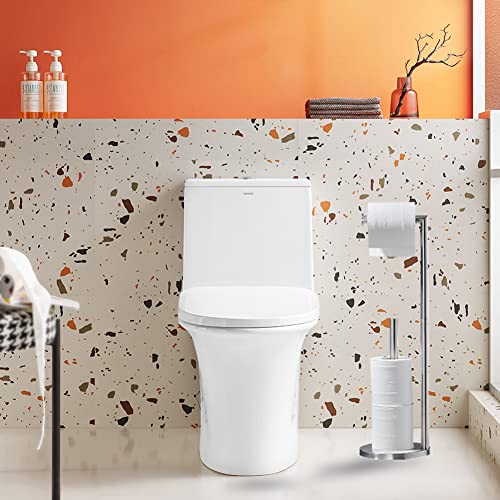 Bathroom Toilet Paper Holder Stand, Brushed Nickel Toilet Roll Holder, Sus304 Stainless Steel Tissue Roll Holder For Bathroom, Free Standing Toilet Paper Holder With Wipe Holder #TOP4