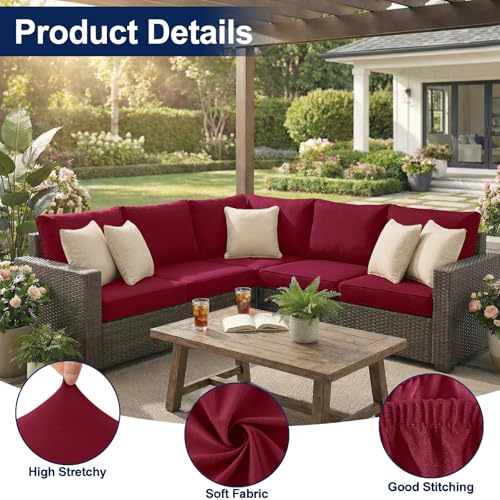 Smiry Waterproof Patio Cushion Covers, Stretch Outdoor Furniture Covers — view 5