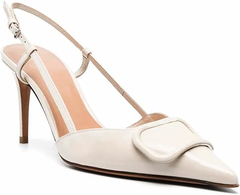 Women Heeled Slingback Sandals Closed Pointed Toe Stiletto High Heels Slip-On Backless Evening Prom Party Dress Shoes