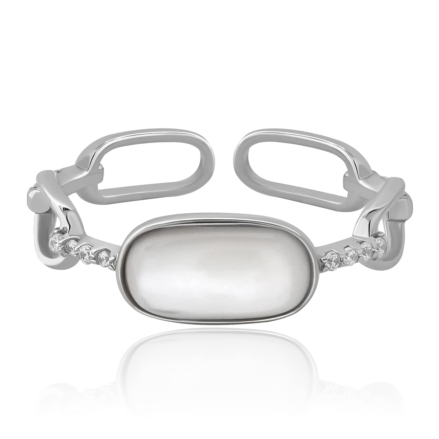 Bague en perle faite à la main en argent 925 géométrique Meissa - 7