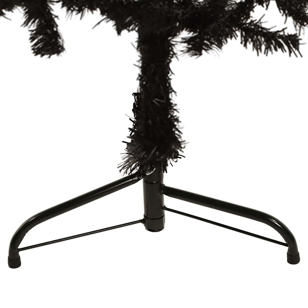Albero di Natale artificiale sottile, nero, 120 cm, con supporto, 80 punte, realistico, salvaspazio, ideale per soggiorno, ufficio, interni ed esterni, decorazione natalizia