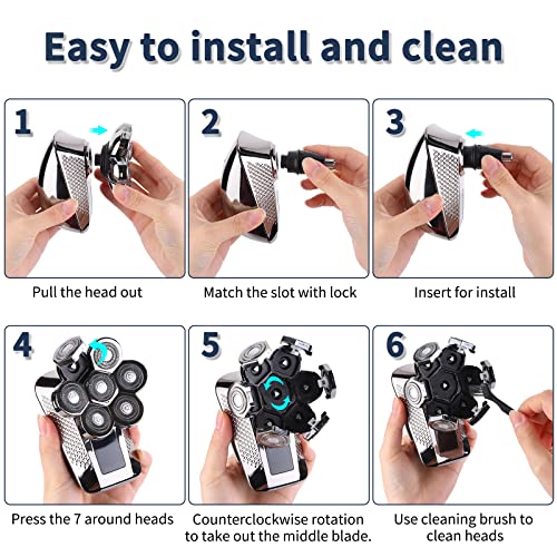 Brakorers 6 in 1 Rasierer Herren Elektrisch IPX7 Wasserdichter Haarschneider Bartschneider Herren… - Image 6