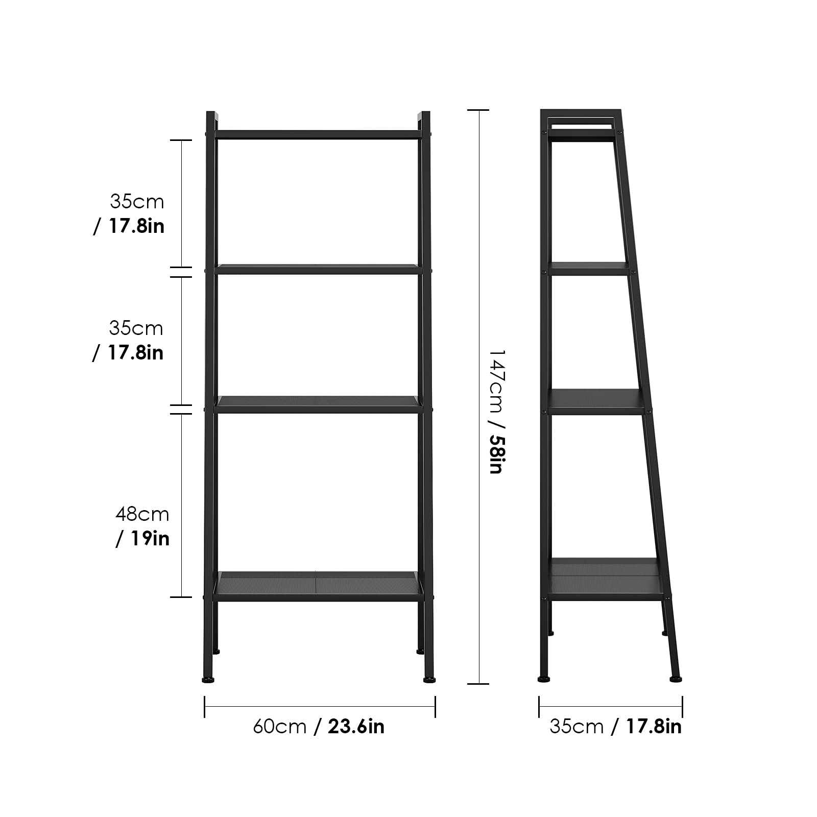 Amazon.com: SHUANGZ 4 Tier Ladder Shelf, 23.6L x 13.8W x 57.9H