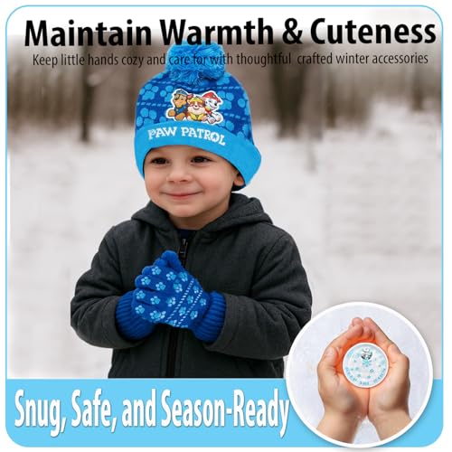 Image of Nickelodeon Paw Patrol Boys Winter Hat and Mitten or Glove Set (Age 2-7)