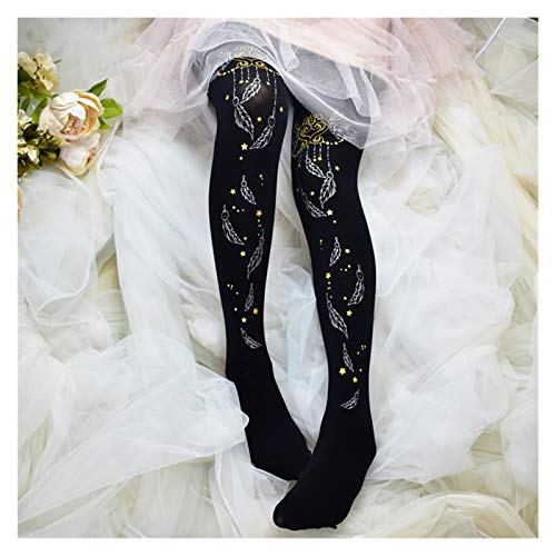 Chaussette de Soie Motif Feuille Bronze Sweetcollants Noir Blanc Bas de Qualité