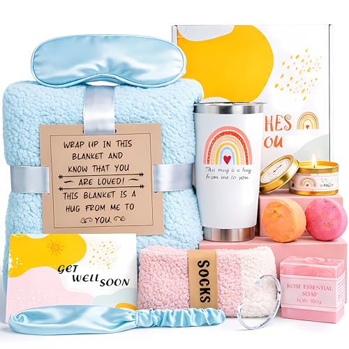 Get Well Soon Gifts for Women, 12 Pcs Care Package Get Well Gift Basket for Sick Friends After Surgery, Feel...