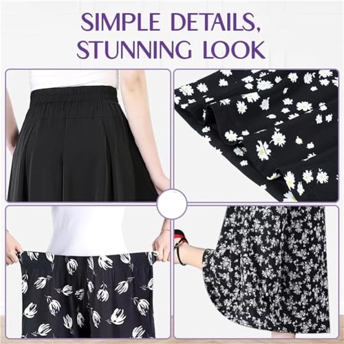 Tyracharm Culottes, Curvyflair High Waisted Wide Leg Culottes, Culottes, Women's High Elastic Waist Pleated Culottes3