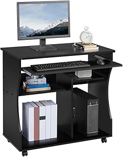 Transform Your Workspace with the Yaheetech Movable Computer Desk on Wheels