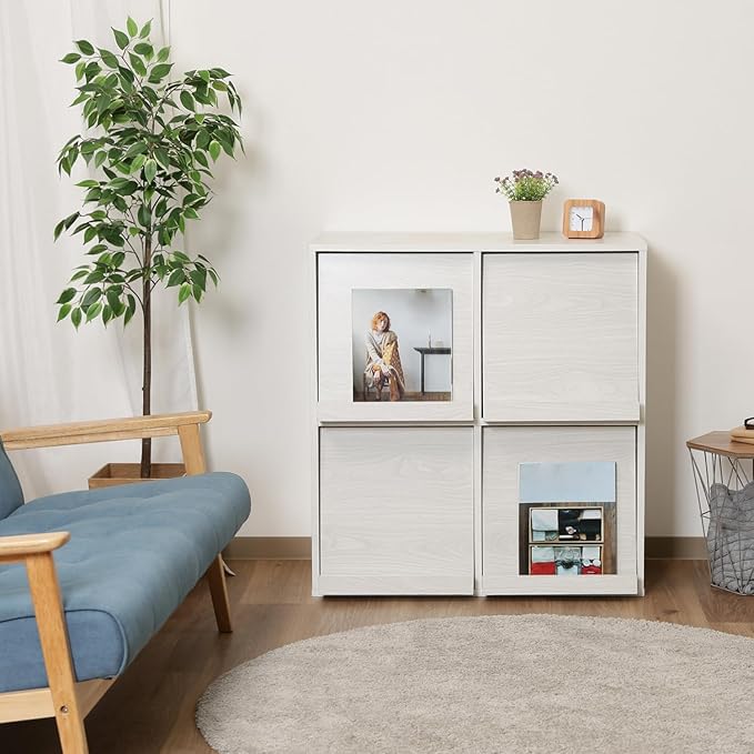 Amazon｜ディスプレイラック 本棚 幅80×奥行46.5×高さ85cm ホワイト