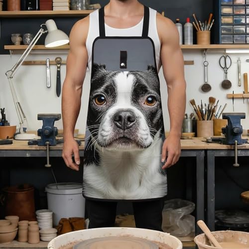 Boston Terrier delantal para taller con cierre rápido miniatura 4