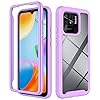 COMAKU Cover per Xiaomi Redmi 10C, Trasparente PC Rigido Antiurto 360 Gradi TPU Silicone Custodia Protezione Bumper - Viola Chiaro