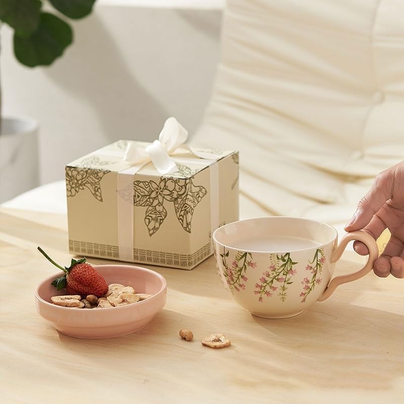 Ceramic Breakfast Cups Large-capacity Covered Anti-scald Household Milk Oat Coffee