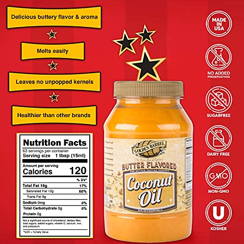 Ultimate Movie Theater Popcorn Kit - Flavacol Salt (35 Oz) & Golden Barrel Butter Flavored Coconut Oil (32 Oz) - Real Theatre Ingredients, No Dairy, Gluten Free/Vegan, Non-Gmo, Kosher #TOP4