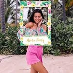 Moon Boat 2 in 1 Luau Photo Booth Props Frame Party Supplies: Hawaiian Tropical Tiki Birthday Baby Shower Bridal Shower Wedding Decorations (Assembly Needed) - Image 4