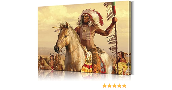 希少！ネイティブアメリカン酋長インディアン油彩絵画USA