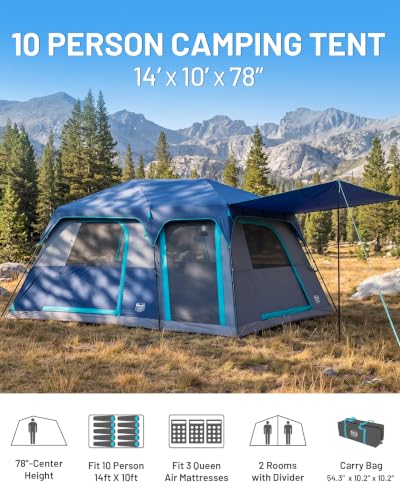 Image of TIMBER RIDGE 6 /10 Person Instant Cabin Tent for Camping, Setup in 60s