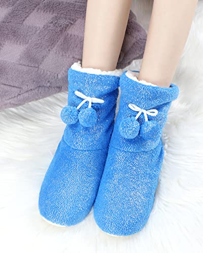 Image of Keyela Womens Non-Slip Sole Slipper Socks, Fluffy Winter House Booties | Ultra soft fuzzy warm indoor house slippers Non-skid bottom for safe walking Cozy winter footwear for ladies