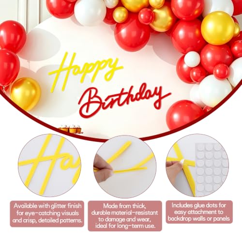 Image of TONIFUL Happy Birthday Sign for Backdrop - Red Yellow Felt Banner - Includes Dot Glue - Perfect for Birthday Party Backdrop,Wall Decr,Balloon Arch,Photo Background