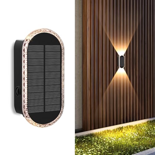 A.bigwhale Solar Lampen für Außen, Solar Wandleuchte Aussen, 1 Stück Außenwandleuchten Led Gartenleuchten Beleuchtung, Wasserdichte Solarleuchte für Zaun Wand Terrasse Garten Balkon Deko
