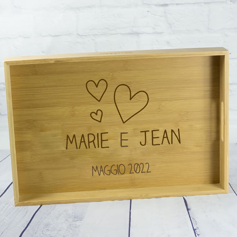 Regalo personalizzato per le taglie: vassoio in bambù personalizzato per coppia