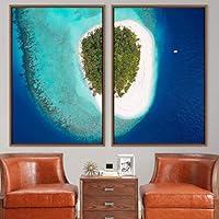 2 Piece Framed Canvas Wall Art Coastal Scenery Canvas Prints Home Artwork Decoration for Living Room,Bedroom - 16