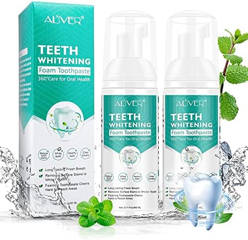 2Pcs Toothpaste Cleansing Foam, 120ml Baking Soda Toothpaste, Intensive Stain Removal Toothpaste, Fresh Breath,Travel Friendly, Easy to Use, Oral Care-Toothpaste Replacement, Ultra-fine Mousse Foam