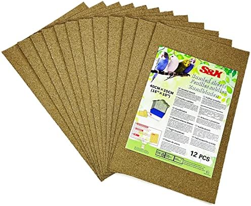 S&X Hojas de arena para jaula de pájaros, 40 cm x 25 cm, papel de...