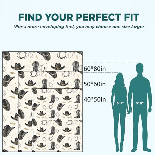 Western Cowboy Blanket Lightweight Blankets Gifts for Women Flannel Throw with Black Hat, Boot and Rope Printed for Sofa, Bed, Travel, Picnic, Camping, Office, Rustic Decor Throws 60x50 Inch - Image 5