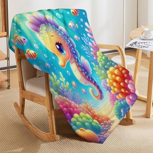 Plaid de canapé SeaCheval couverture chaude en flanelle pour vos soirées cocooning