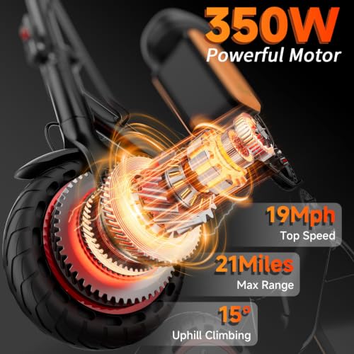 Image of Electric Scooter with Seat for Adult and Teens, 350W Motor Up to 19 MPH | 15 to 21 Miles Range,8.5 inch Tires, Dual Brake, Curise Control, Foldable Commuter E Scooter with Seat