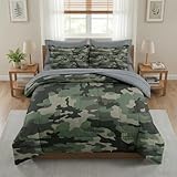Pamnest Comforter Set Full Size, Camo Army Camouflage 7 Pcs Bedding for Kids and Adults, Military Bed Sheet Sets with Fitted Sheet 2 Pillowcase & 2 Sham for Bedroom Bed Decor