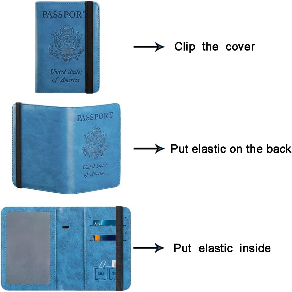 | Passport and Vaccine Card Holder Combo Passport Holder Cover Case Travel Wallet With Vaccination Card Slot (112#Blue) | Passport Covers