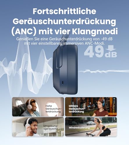 Edifier W820NB Plus Gen 2 Bluetooth Over-Ear-Kopfhörer, Navy – Ansicht 3