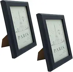 2 Porta-Retratos Decorativo Paris 10x15 cm – Moldura Preta Minimalista – Ideal para Sala, Quarto, Escritório ou Presente Criativo
