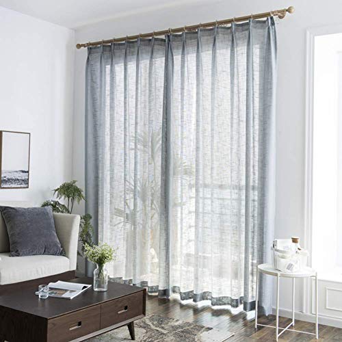 Bomull och linne halvmörkläggningsgardiner för vardagsrum sovrum enfärgad golv till tak vita tjocka linnegardiner 300 x 270 cm (118 x 106) B-version