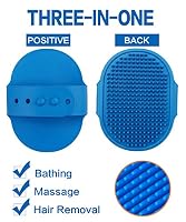 Aoche Dog Bath Brush Pet Bath Comb Brush Soothing Massage Rubber Comb 2pcs with Adjustable Ring Handle for Long Short Haired Dogs and Cats (Blue+Rose) — image 3