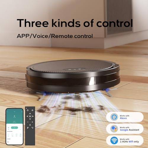 V3 Robot Vacuum and Mop, 3 in 1 Combo Cleaner for Home with Pet Hair and Hard Floor, 5000Pa Suction, 120 Mins Run Time,Super Thin Body & Large Dust Box, Self-Charging,App + Alexa-Black - Image 3