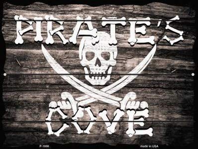 HONGXIN Plaque murale rétro en métal avec inscription « Warning Pirates Cove » pour bar, café, garage, bureau, chambre à coucher