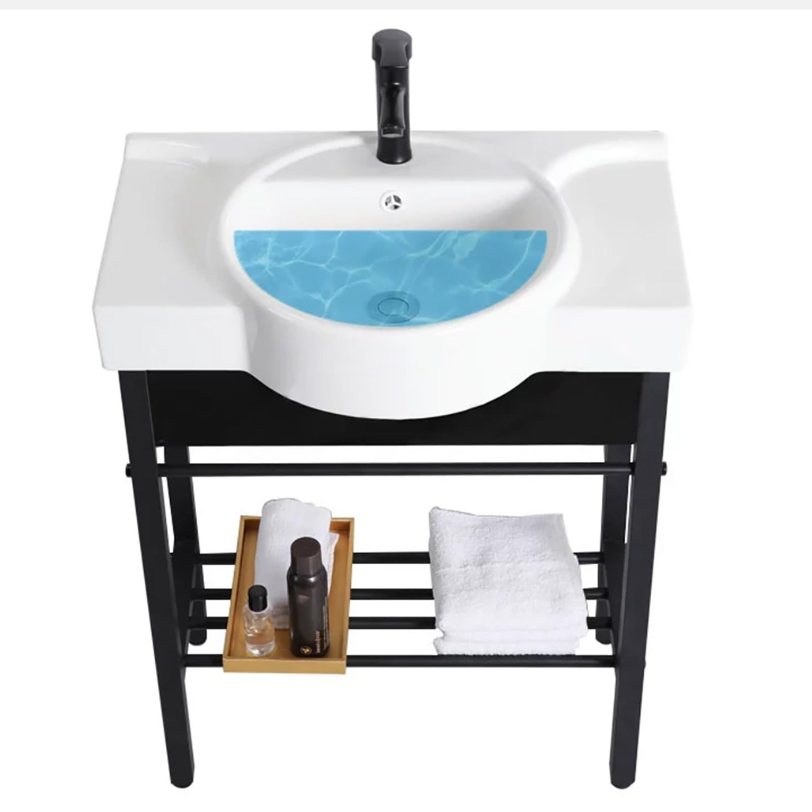 Fregadero de Cocina de Acero Inoxidable, baño, tocador de baño de cerámica, Consola Independiente, Pedestal, lavadero, estación de Lavabo, Lavabo de Porcelana Redondo con