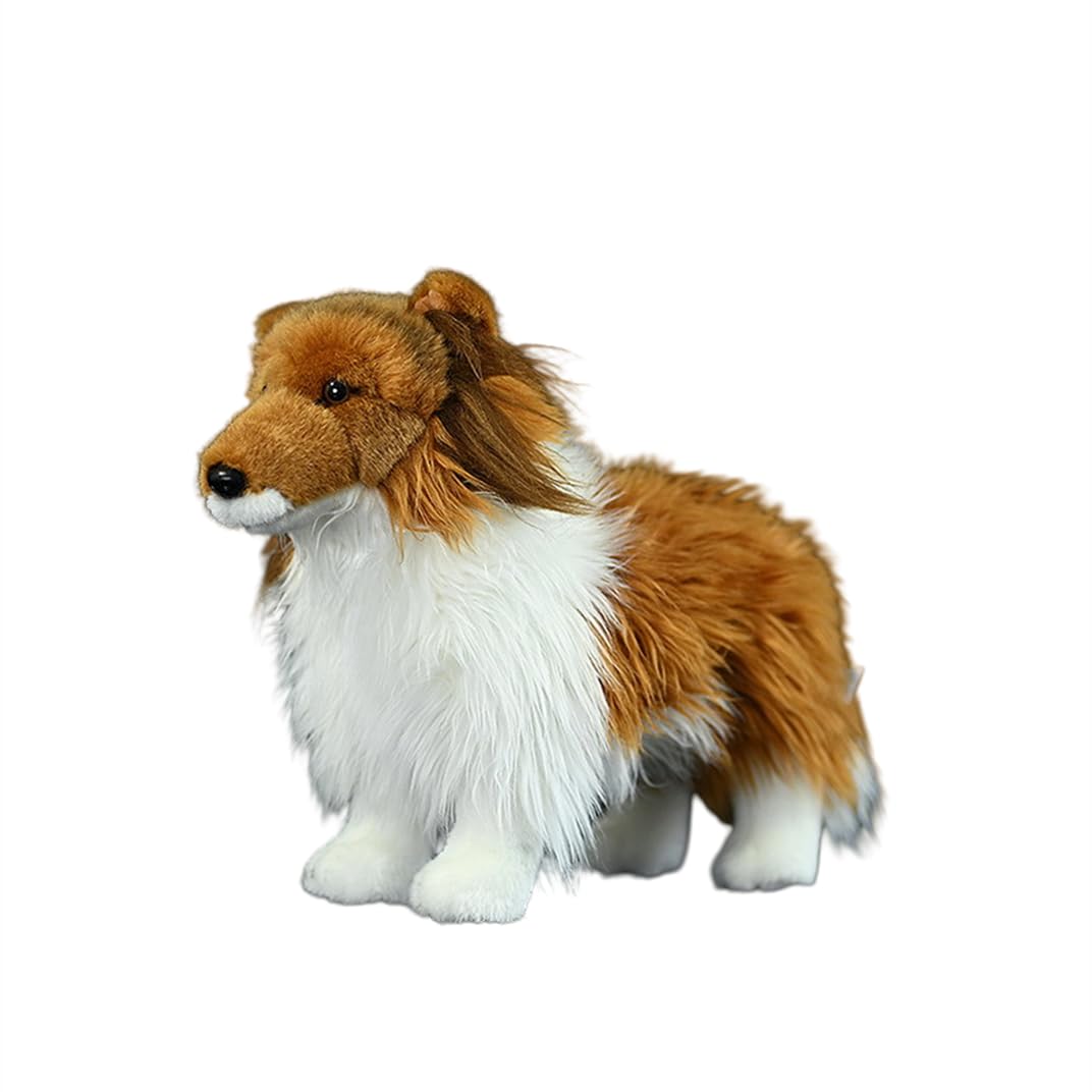 BABY FRANKIEZHOU Realistic Shetland Sheepdog Border Collie Dog Plush Toys, Shetland Sheepdog Stuffed Animals Doll, 14 '' Dog Gift for Kids