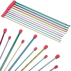 Curtzy Agujas Crochet Tunecino de Aluminio (10 Tamaños) Cada Aguja Mide 35 cm Tamaños de 2,5 mm a 8 mm - Agujas Ganchillo Multicolor para Proyectos de Tejer Kit Crochet Principiantes y Expertos
