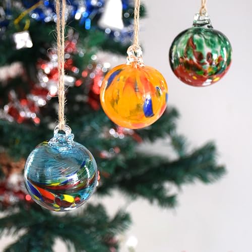 Yeskyltd 6 Stück handgeblasen Glas Hexenkugel, Glaskugel, Ornament, hängende Garten für drinnen und draußen, Heimdekoration 6cm