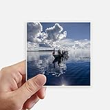 Matériau : vinyle DIYthinker Ocean Bleu Water Boat People Carré Image Stickers 10CM Mur Valise pour Ordinateur Portable Motobike Decal 8Pcs 10cm x 10cm Multicolor