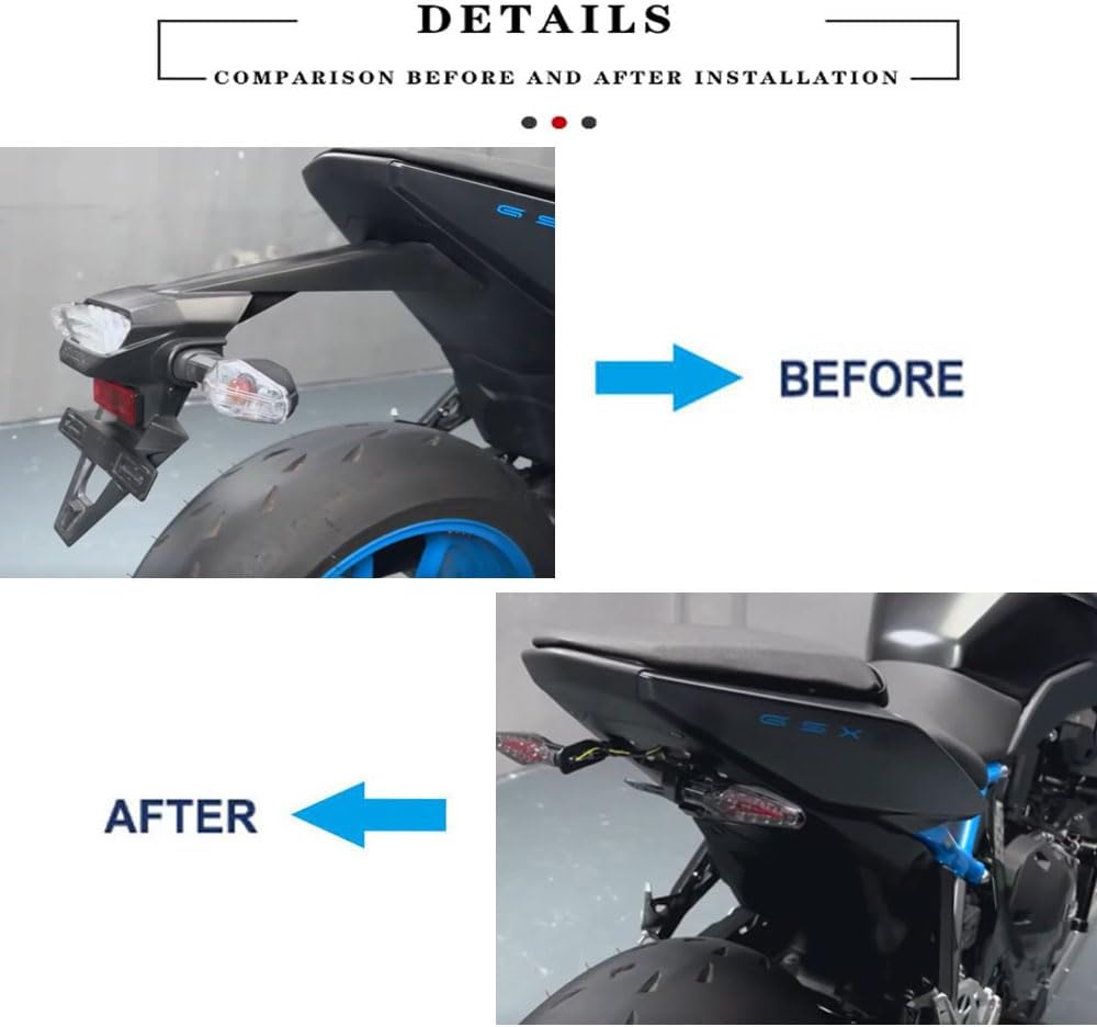 For GSX-8R GSX8R gsx8r GSX-8S GSX8S gsx8s 2024 2023 2025 Accessories License Plate Bracket Motorcycle License Plate Frame Tail Eliminator Turn Signal License Plate Frame LED Light Tail Eliminator